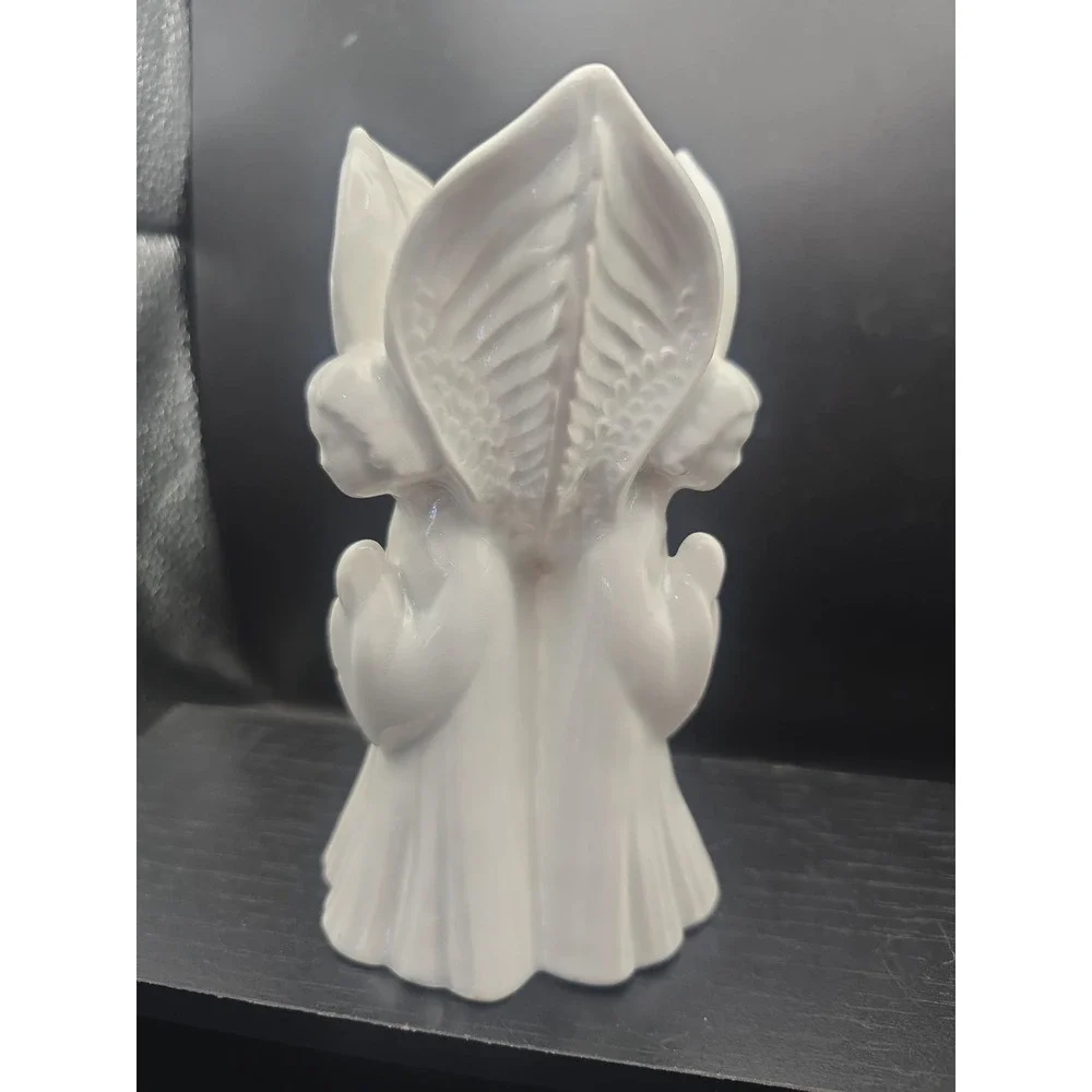 Fitz & Floyd Japan Ceramic White Praying Angel Trio Candle Holders 6